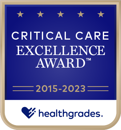 Logo for Healthgrades Critical Care award